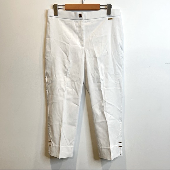 Laura High-Rise Bengaline Capris Pants Metal Detail White - Picture 6 of 11